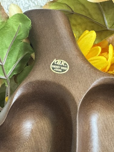 Vintage M.B.K. Cherry Wood Divided Serving Tray Japan Mid Century Modern 17” - Picture 2 of 9