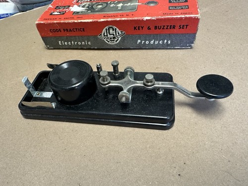 Vintage Herman H Smith Telegraph Code Practice Key Buzzer 2443 w oryginalnym pudełku - Zdjęcie 7 z 13