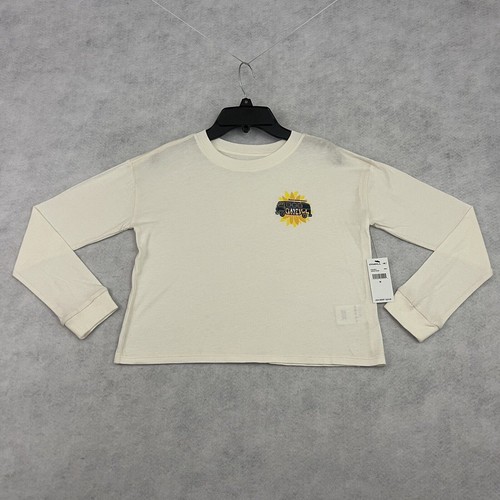 O’Neill T Shirt Girls Size Medium 7/8 White Long Sleeve Tee Groovy Bus NEW