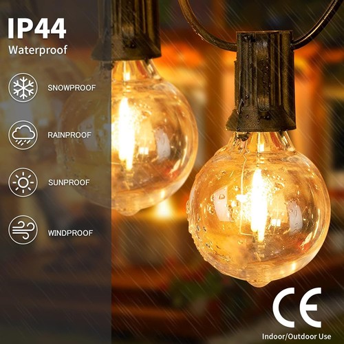 200FT Outdoor Festoon String Lights Mains Powered LED G40 Bulbs Outside Garden - Picture 7 of 20