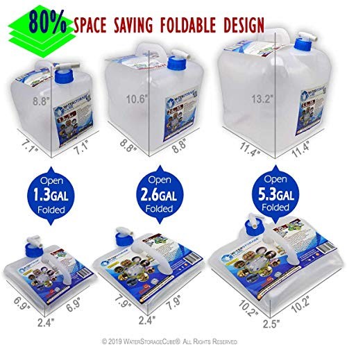 BPA Free Collapsible Water Container with Spigot, 332.8 Ounces 2-Pack 2.6 Gal - Picture 4 of 7