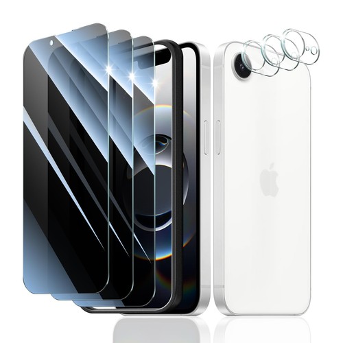 Paquete de 3+3+1, Protector de Pantalla de Privacidad y Protector de Lente de Cámara para iPhone 16e... - Imagen 1 de 9
