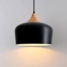Eustace Pendant Light Modern Lantern Lighting, Wooden Dome Minimalist Industrial