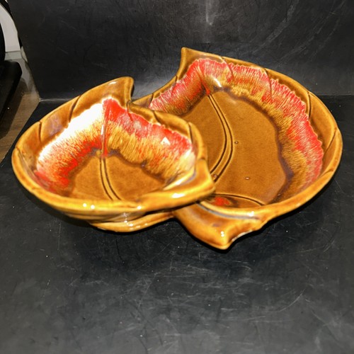 Maurice Of California 2 Tiered Ceramic Serving Tray Autumn Fall Colors 11”x10” - Picture 5 of 9