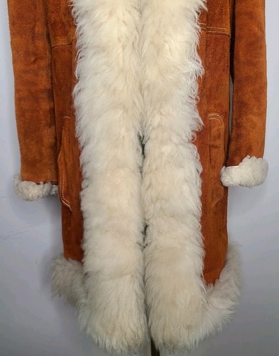 Vintage 70s Penny Lane Suede And Shearling Coat Rust Retro Mod - Picture 3 of 10