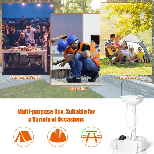 5 Gallon Portable Camping Sink Foot Pump Hand Wash Basin Stand for Outdoor - Picture 4 of 11