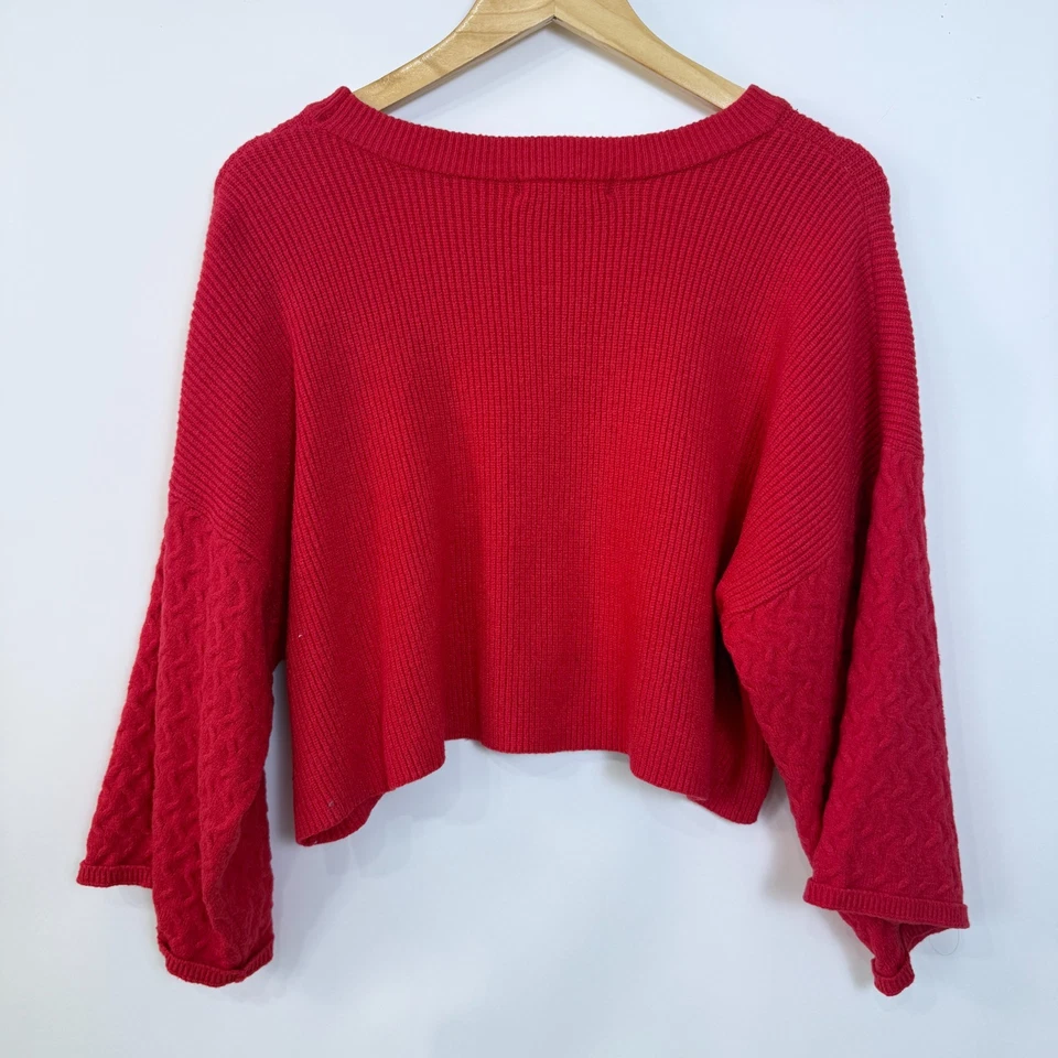 Suéter cuadrado tejido acanalado recortado Jack by BB Dakota para mujer rojo mediano Foto 4 de 4