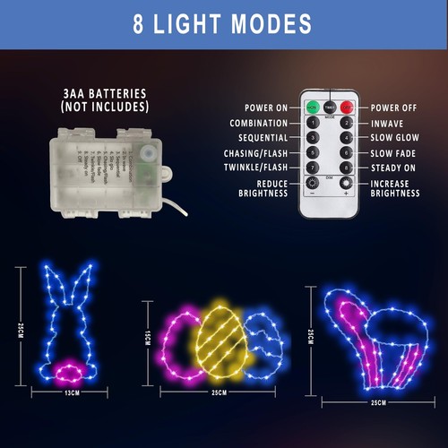 Easter Decorations Lights 3 Pack, Easter Window Lights with Timer & Remote - ... - Picture 6 of 7