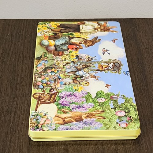Confiserie HEIDEL Easter Egg Painting Bunny Rabbits EMBOSSED TIN BOX 8.25"×4.75" - Picture 8 of 13