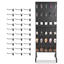 VEVOR Pegboard Display Stand with 30 Hooks Pegboard Panels Display with Wheels