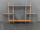 Vtg Wall Hanging Spindle Dark Wood Knick Knack Curio 3-Tier Shelf MCM 30x19x4