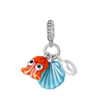 Octopus Pearl Shell Charm for 925 Sterling Silver for Women's Bracelets  Neckla