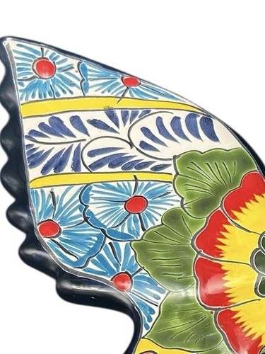 Cerámica mexicana Talavera grande mariposa escultura decoración de pared 15”x 13” arte popular - Imagen 2 de 10