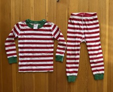 Hanna Andersson 90- 3 Red  White Striped Pajamas Long Johns Holiday