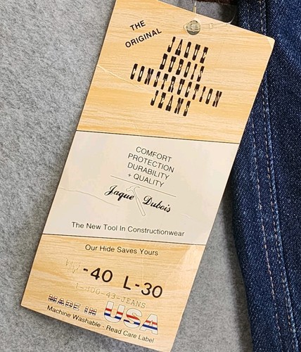 VTG Jaque Dubois Carpenter Jeans Leather Patches Men’s 40x30 Blue Dungarees USA - Picture 3 of 13