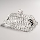Clear Glass Butter Dish with Lid, Covered Butter Stick Holder Tray, Crystal G...