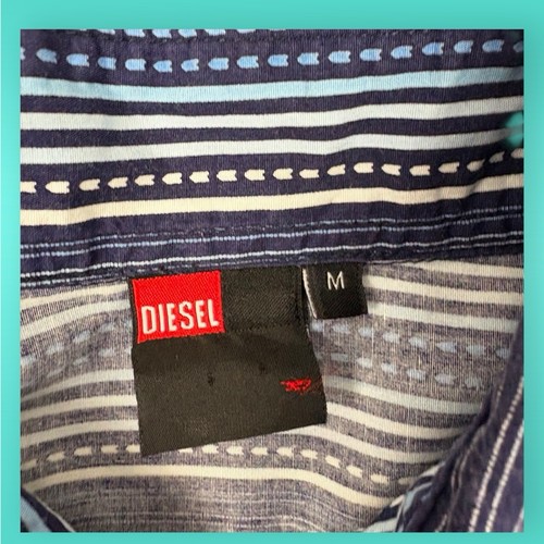 Diesel button up long sleeve striped blue shirt medium - Picture 5 of 7