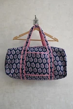 Handmade Cotton Printed Quilted Duffle Bag / Travel Weekender Bag for Women