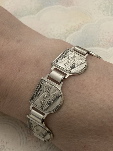 Vintage Armband silberfarben San Gottardo Schweiz Souvenir 20 cm lang - Bild 1 von 8