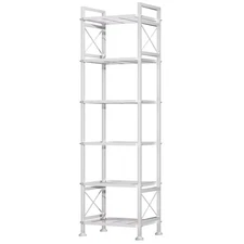 GIOTORENT Pantry Storage Shelves, 6-Tier Metal Storage Rack with X-Shaped Sid...