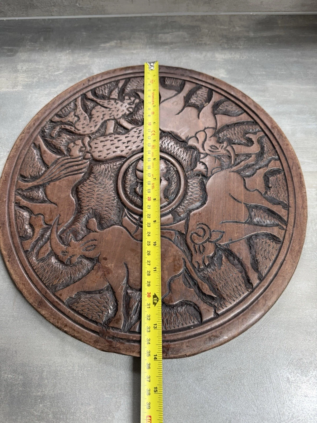 African Hand Carved Wooden Decorative Plate/Platter Double Sided Safari Animals 16