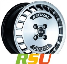 4x Ronal R10 Turbo schwarz-frontkopiert 7x15" ET28 LK4 100 ML 68 Alufelgen 15...
