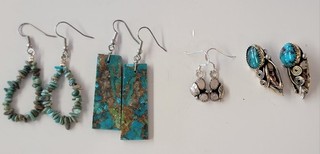 Southwest Turquoise Earring lot 4 PAIRS