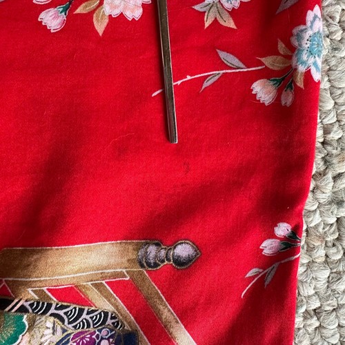 Vintage 90s Kimono Dress Robe Red & Pink Geishas Print Festival Japan S/M - Picture 10 of 10