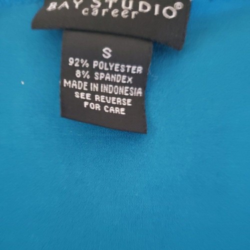 Bay Studio Career türkis/schwarz V-Ausschnitt Faux Wickel Langarm Bluse - Bild 3 von 3