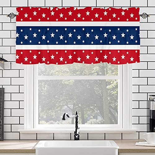 Patriotic Stars Kitchen Curtains Valances for Windows 4th of July Red White - Picture 7 of 7