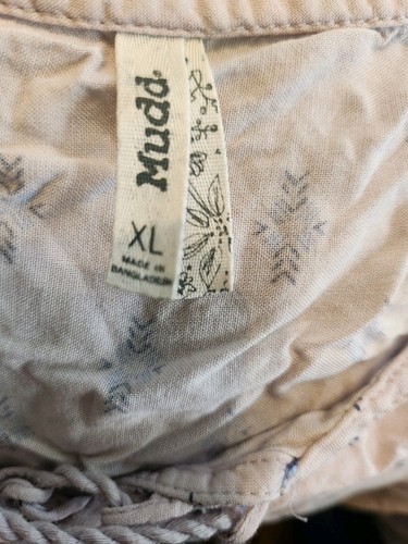 Mudd Floral Bell Sleeve Babydoll Peasant Tassels Top Hippie Boho XL - Picture 7 of 7