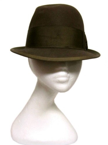 VINTAGE ROYAL STETSON Brown Wool Felt Feather Fedora Bowler Derby Hat 7 1/4 Vtg - Picture 2 of 10