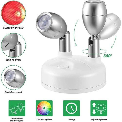 LED Wireless RGB Spotlight Battery Operated Downlight Wall Mounted Spot Light - Picture 2 of 12