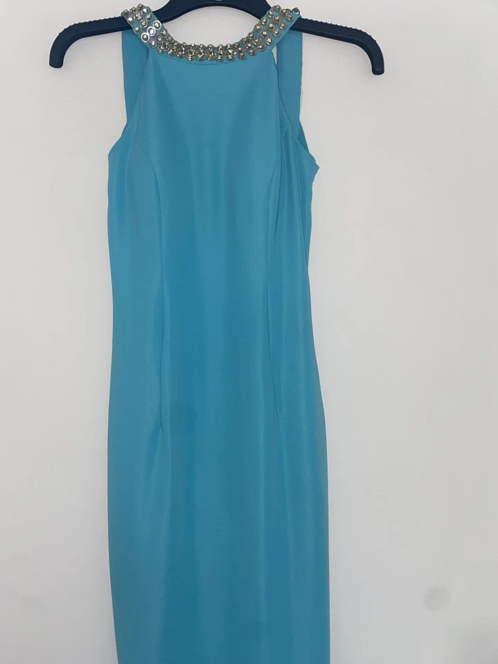Pia Michi turquoise designer prom dress size 8 - Image 2 of 4