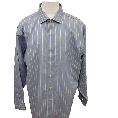Brooks Brothers Non Iron Slim Fit Men's Size 18-4/5 Blue Stripe Dress Shirt