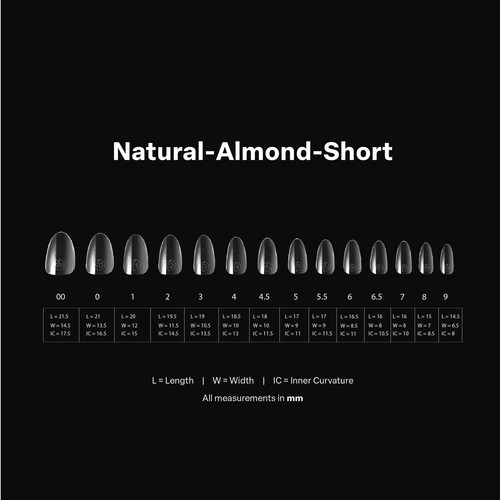 Apres Gel-X Natural Almond Short Tips Box 14 Sizes 600pc - Picture 4 of 8