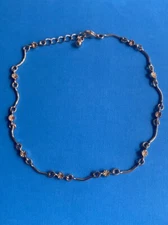 Silver Tone Anklet 10.5” Adjustable Curved Bar Link Chain