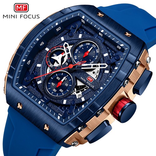MINI FOCUS Men Wristwatch Silicone Rectangle Date Watch Military Boy Sport Watch - Picture 18 of 29