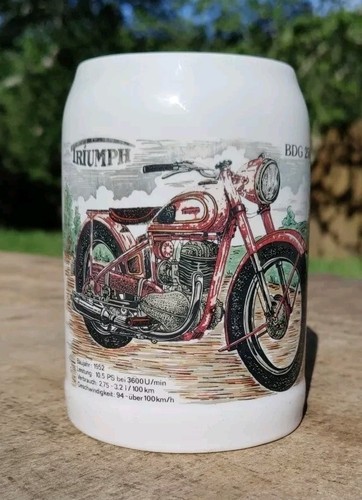 Vintage Triumph BDG 250 Motorrad Specs in German Kaffeebecher Tasse