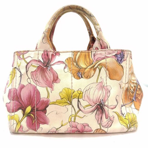 PRADA CANAPA FAIRY JAMES Jean 2 Way Shoulder Body Bag Canvas Floral Pattern - Picture 2 of 9