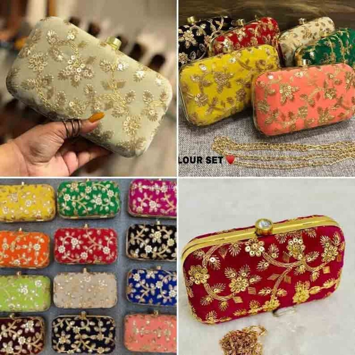 EID Gift 10 Pc Handmade Indian Rajasthani Embroidered Clutch Purse Bag Handbag