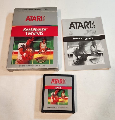 RealSports Tennis (Atari 2700, 1988) CX2680 COMPLETE Cartridge, Box, Manual CIB - Bild 1 von 7