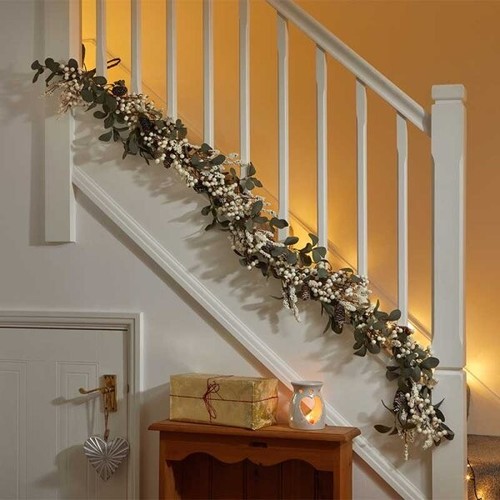 Guirnalda Artificial Navidad Decoración Baya Blanca 180cm Decoración Hogar Lujo Navidad - Imagen 9 de 24