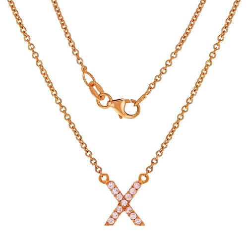 14k Gelb Weiß oder Rotgold Diamant Anfangsbuchstabe X Anhänger Halskette 18" - Bild 6 von 18