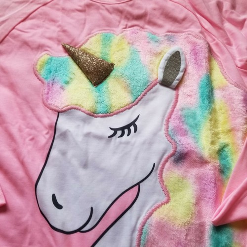 JUSTICE Girls Unicorn Fuzzy Pajama Set Pastel Pink/Multicolor Size 14-16 NEW - Picture 5 of 12