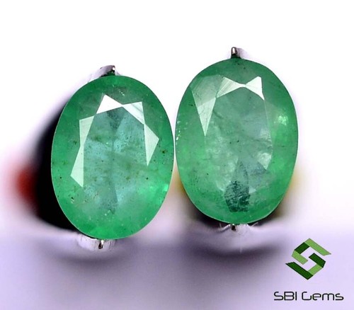 8x6 mm Certified Natural Emerald Oval Cut Pair 1.99 CTS Untreated Loose Gemstone - Picture 2 of 4