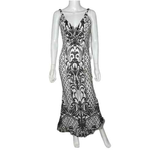 Sequin Hearts Women's Black/White Floral Sequin Evening Gown Dress sz Junior’s 0 - 第 2/5 張圖片