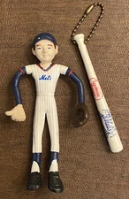 Vintage Dan Brechner New York METS Bendy Baseball Figure w/METS Bat Keychain