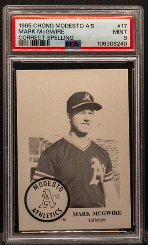 106308240 Mark McGwire 1985 Chong Modesto A's Correct Spelling RC 17 PSA 9 MINT