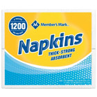 Member's Mark 1-Ply Everyday White Napkins, 11.4" x 12.5" (4 pk.300 ct) 1200 ct.